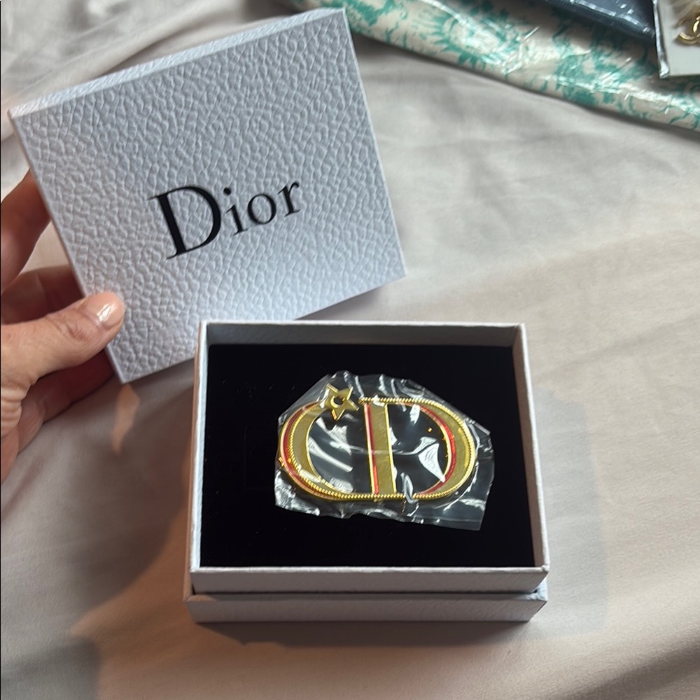 Dior Gold and Red Ring with Iconic Monogram